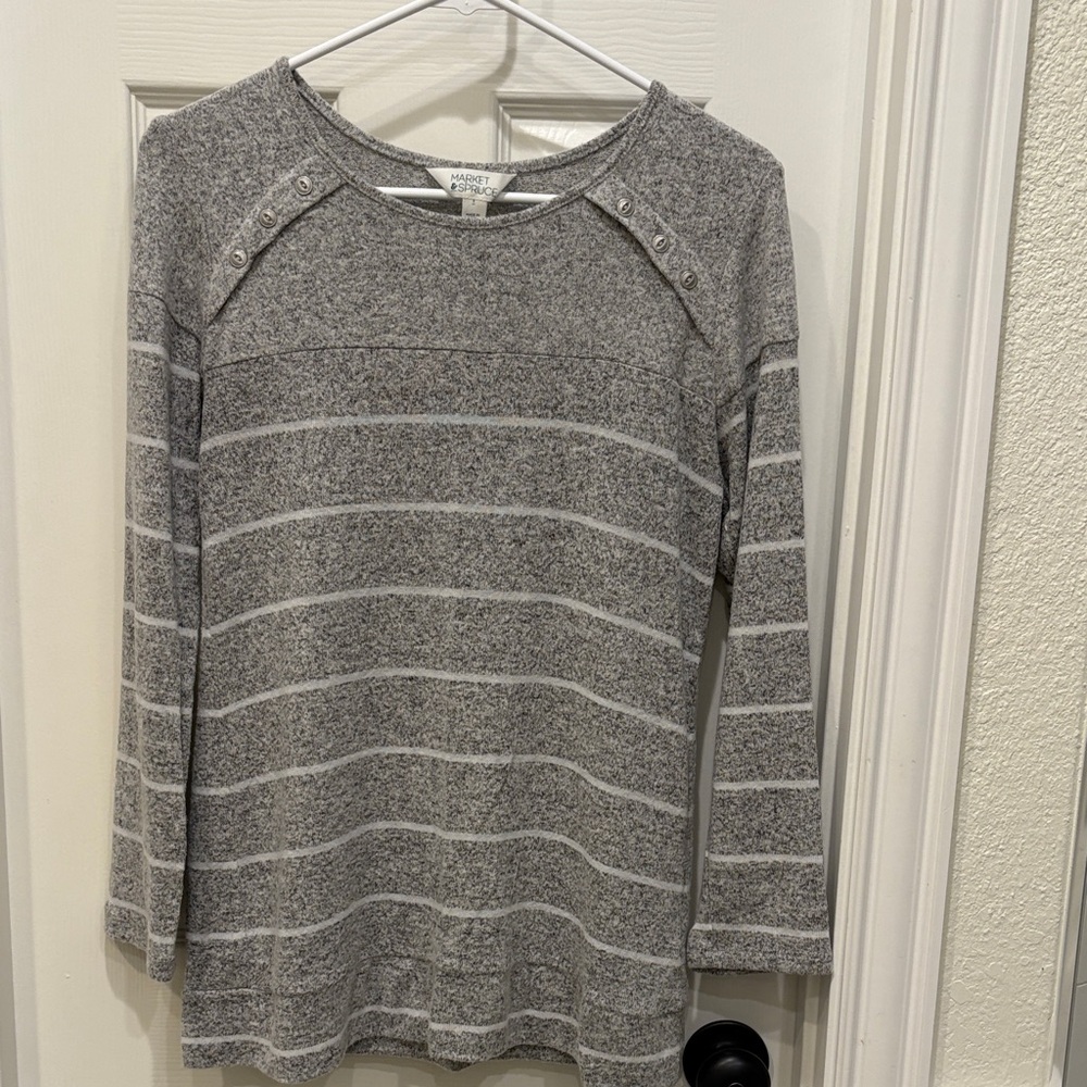 Market & Spruce Gray Striped Shirt